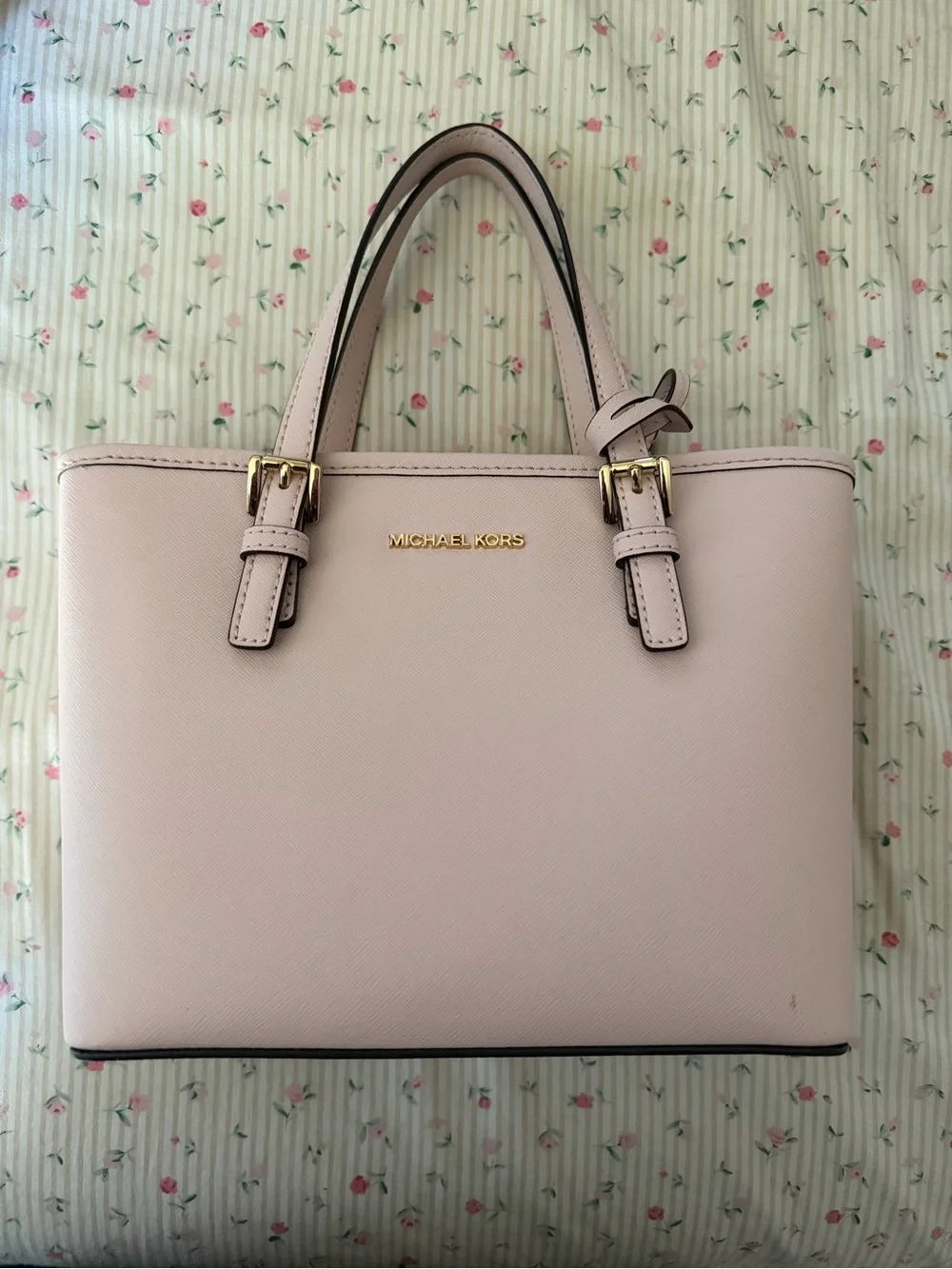Michael Kors Blush Saffiano Leather Satchel with Gold Hardware